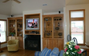 Custom built living room furniture and cabinets