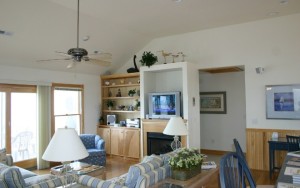 Custom built living room in Southern Shores NC