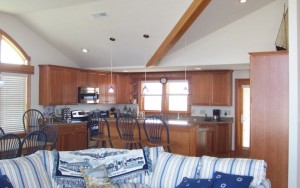 Custom interior design for OBX cottage kitchen and cabinets